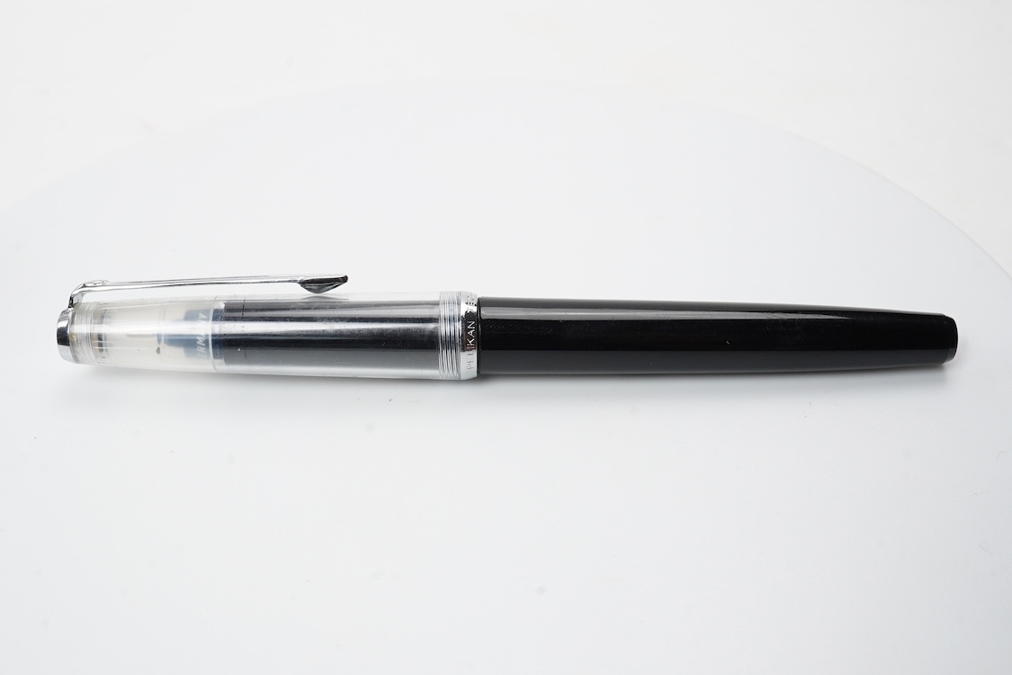 A rare Montblanc high top fountain pen in brown and black marble barrel with black cap